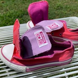 Converse All Star Junior Double Tongue Pink & Purple No Strings US Size 13 VGUC